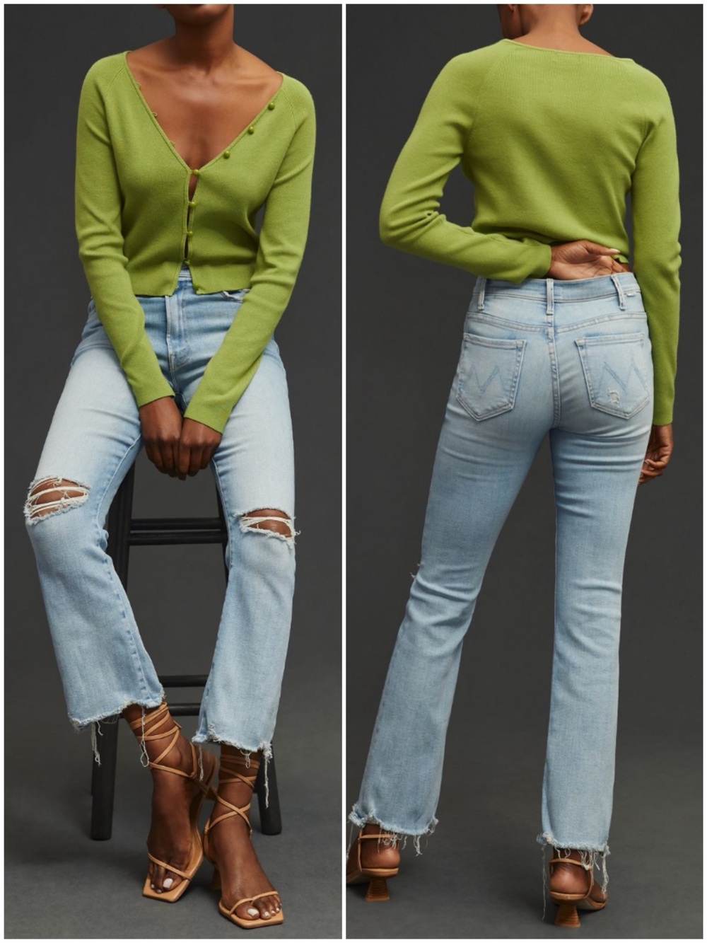 MOTHER Women’s Size 28 Petal Plucker Distressed Wash The Hustler Ankle Chew Jean